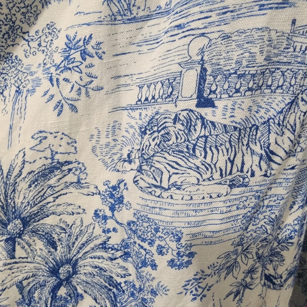H&M White and Blue Floral Midi Sleeveless Dress Linen Blend Size 14 - Picture 10 of 13